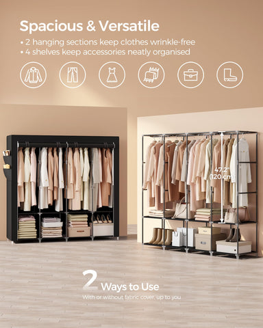 SONGMICS shelf close-up with shoes showing organized storage benefit