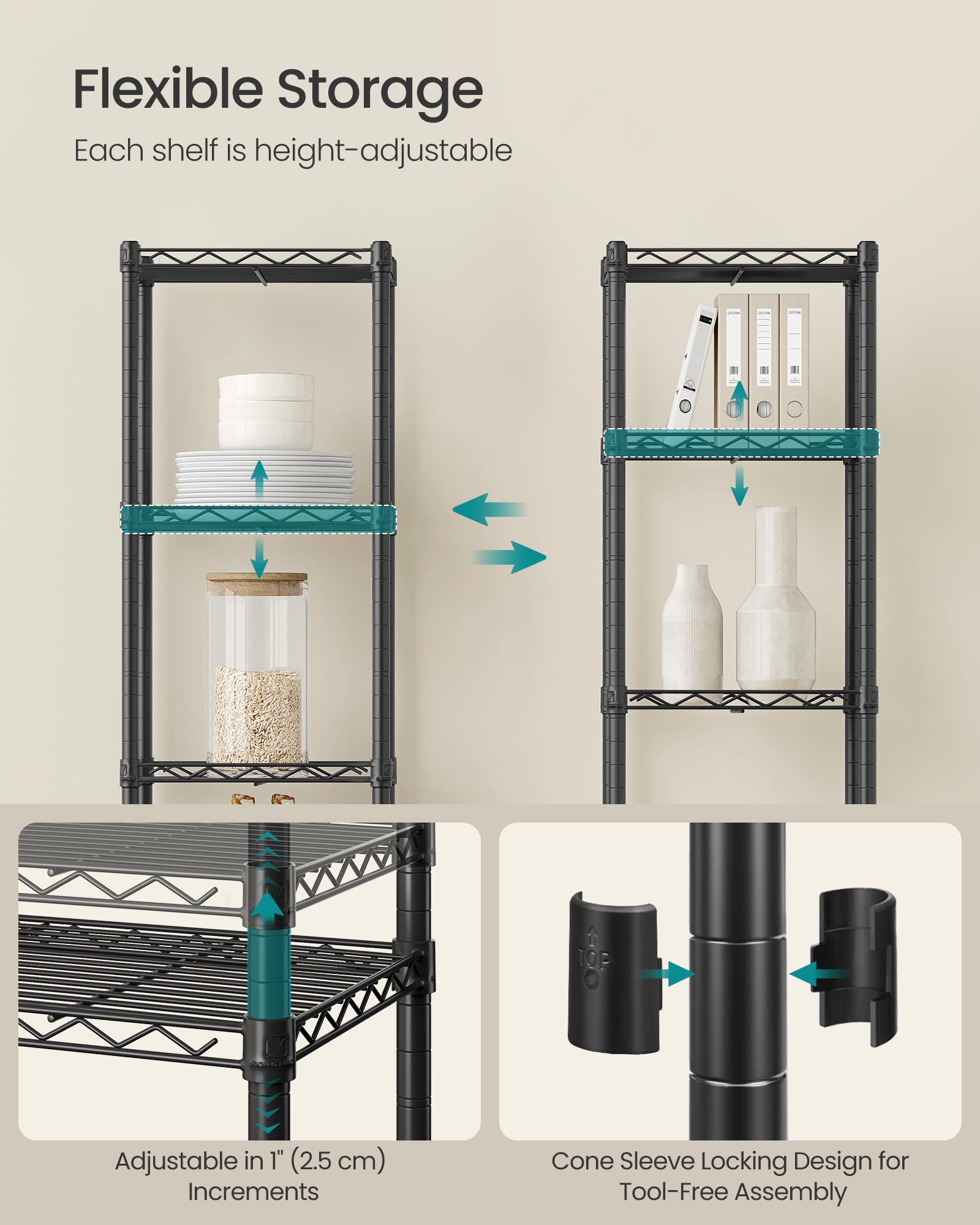 SONGMICS shelving in bathroom lifestyle displays space-saving benefit