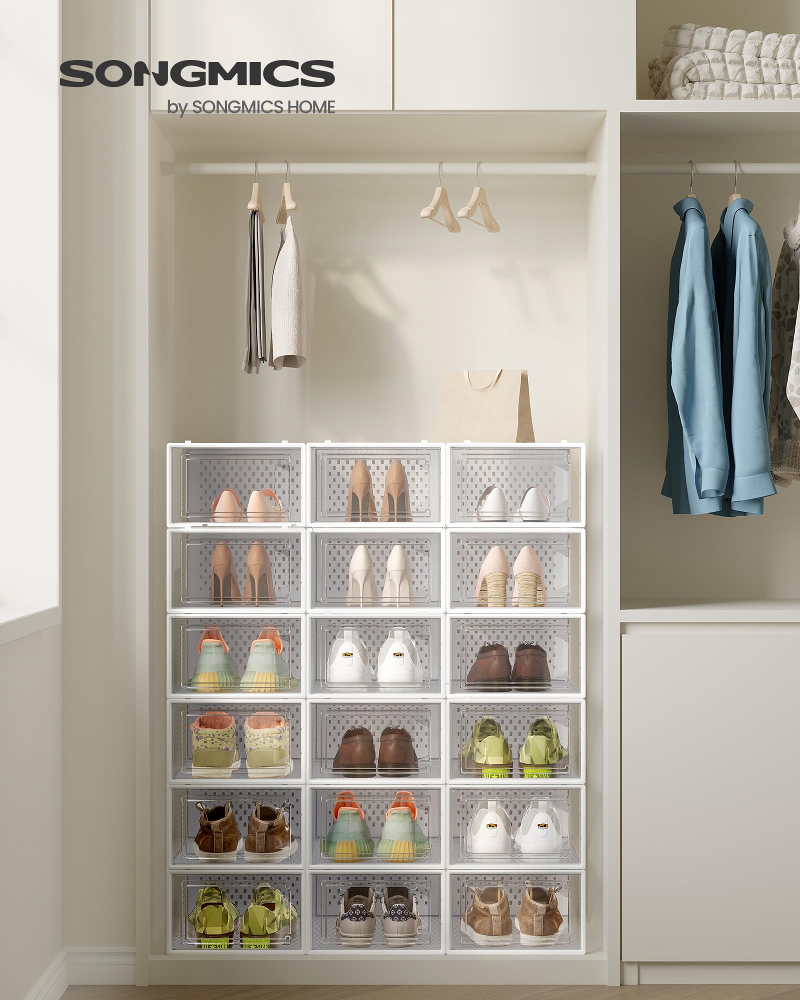 SONGMICS front door open revealing sneakers for fast access