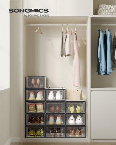 SONGMICS box with front door open for easy shoe access and quick retrieval