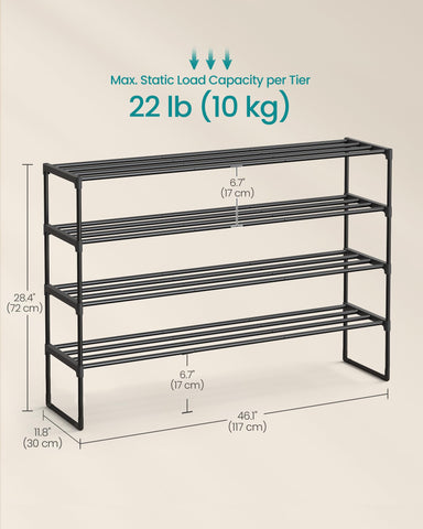SONGMICS shelf spacing holding ankle boots to illustrate versatile shoe accommodation benefit