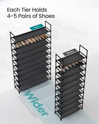 SONGMICS assembled shoe rack inside closet maximizing vertical storage
