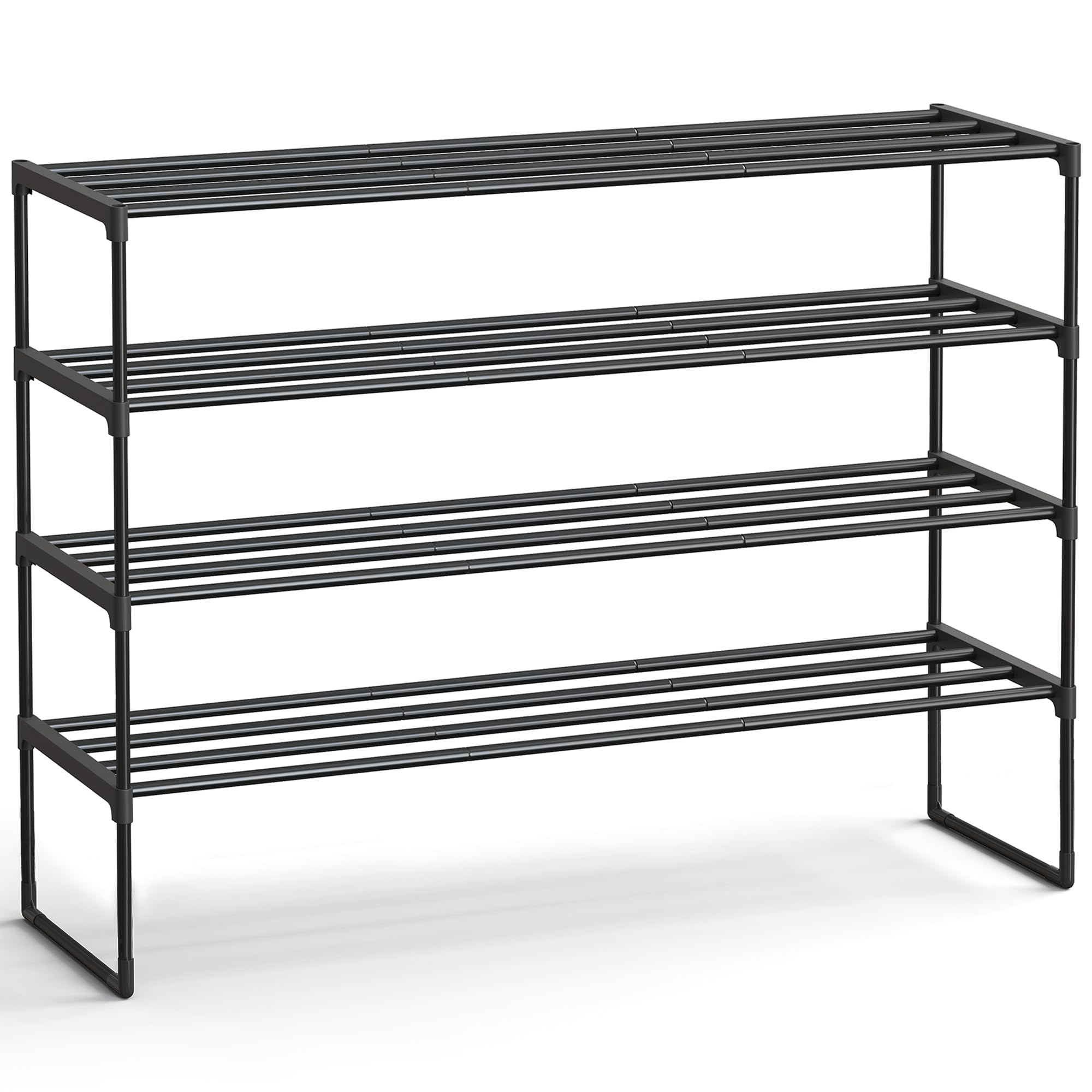 SONGMICS front view of assembled rack showing organized shoes and neat storage benefit