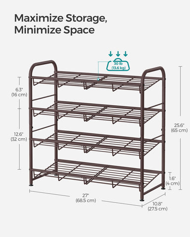 SONGMICS side view showing tall boots on modified shelf for clearance