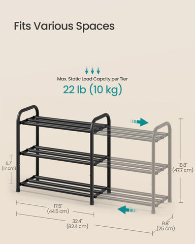 SONGMICS shoe rack placed in closet maximizing vertical narrow space