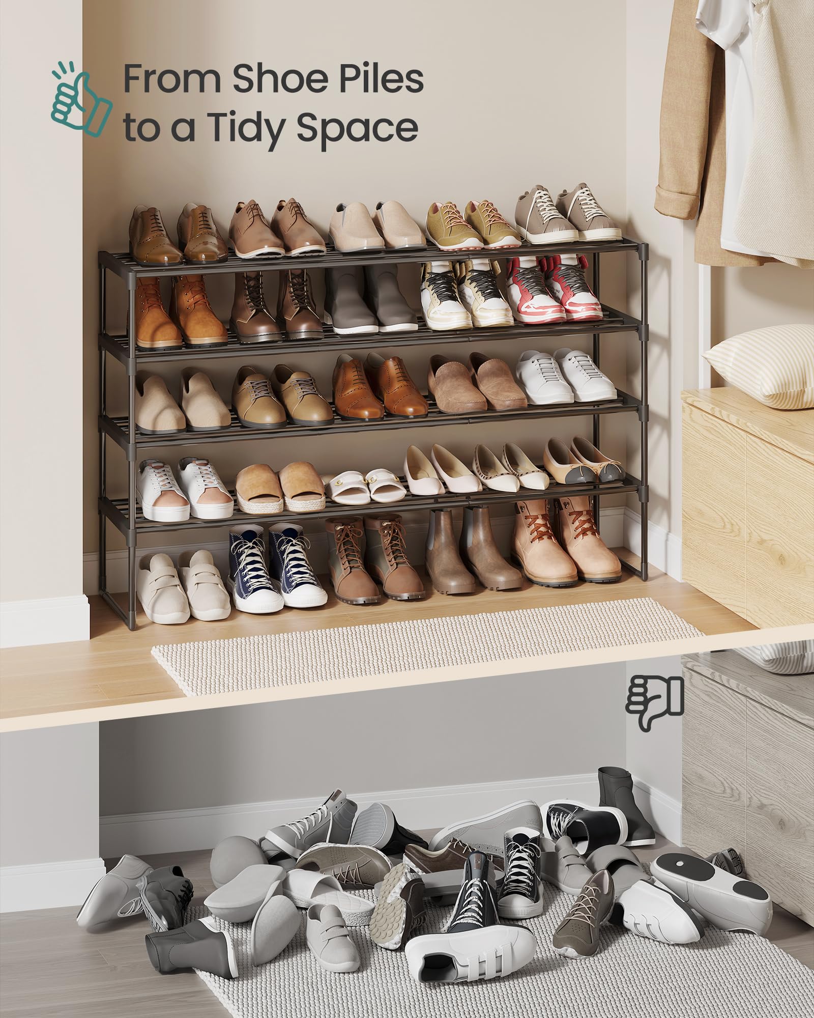 SONGMICS lifestyle shot in an entryway showing tidy organization and aesthetic benefit