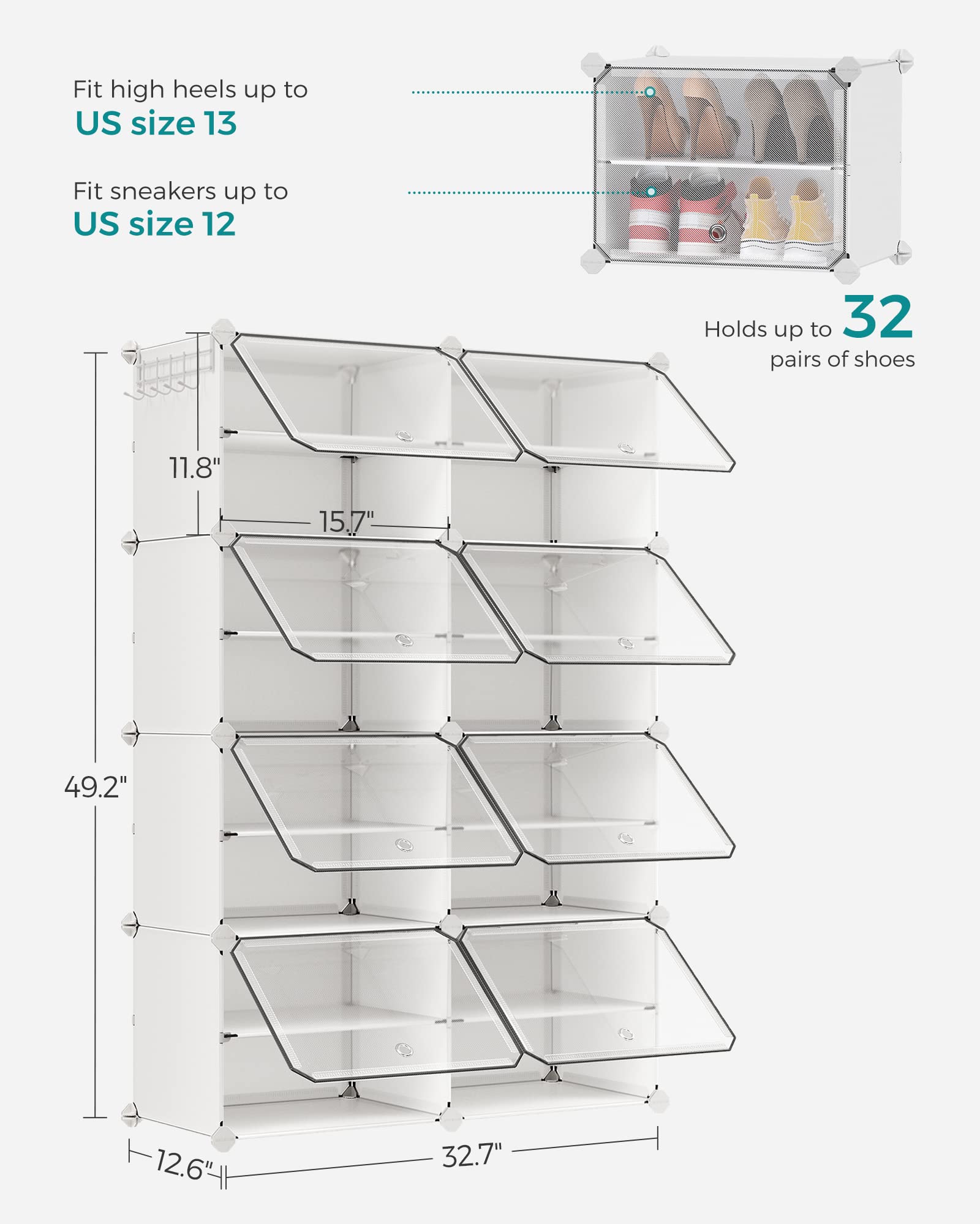 SONGMICS modular split configuration demonstrating flexible storage options