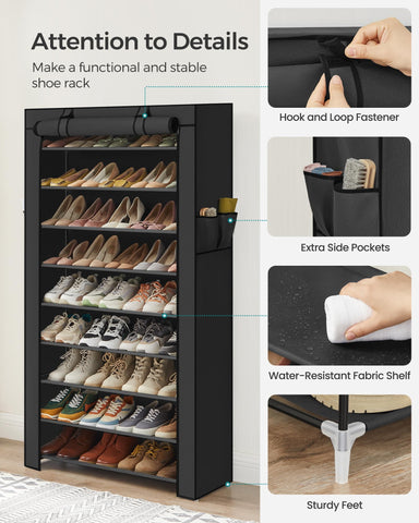 SONGMICS with taller shelf removed to store boots and heels neatly