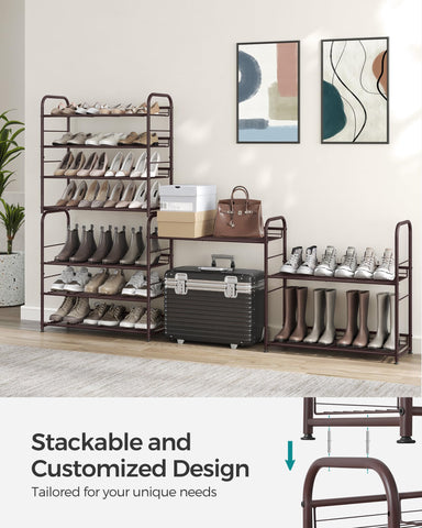 SONGMICS tilted shelf detail preventing shoes from sliding off