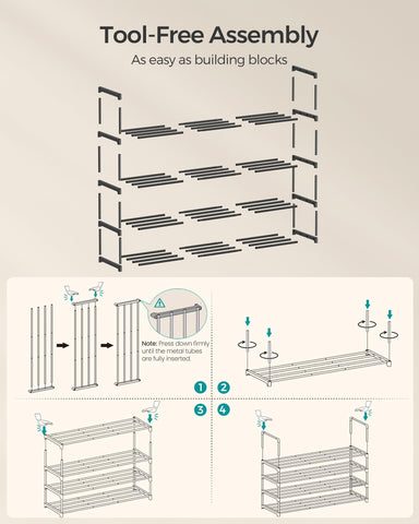 SONGMICS upside-down configuration revealing increased clearance for more shoes benefit