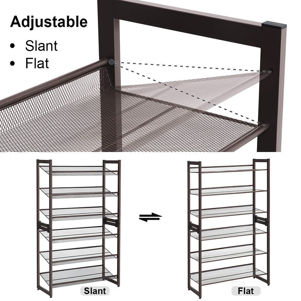 SONGMICS storing high-top sneakers and heels, demonstrating the 8.1-inch shelf clearance