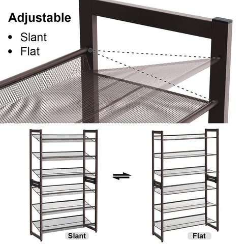 SONGMICS storing high-top sneakers and heels, demonstrating the 8.1-inch shelf clearance