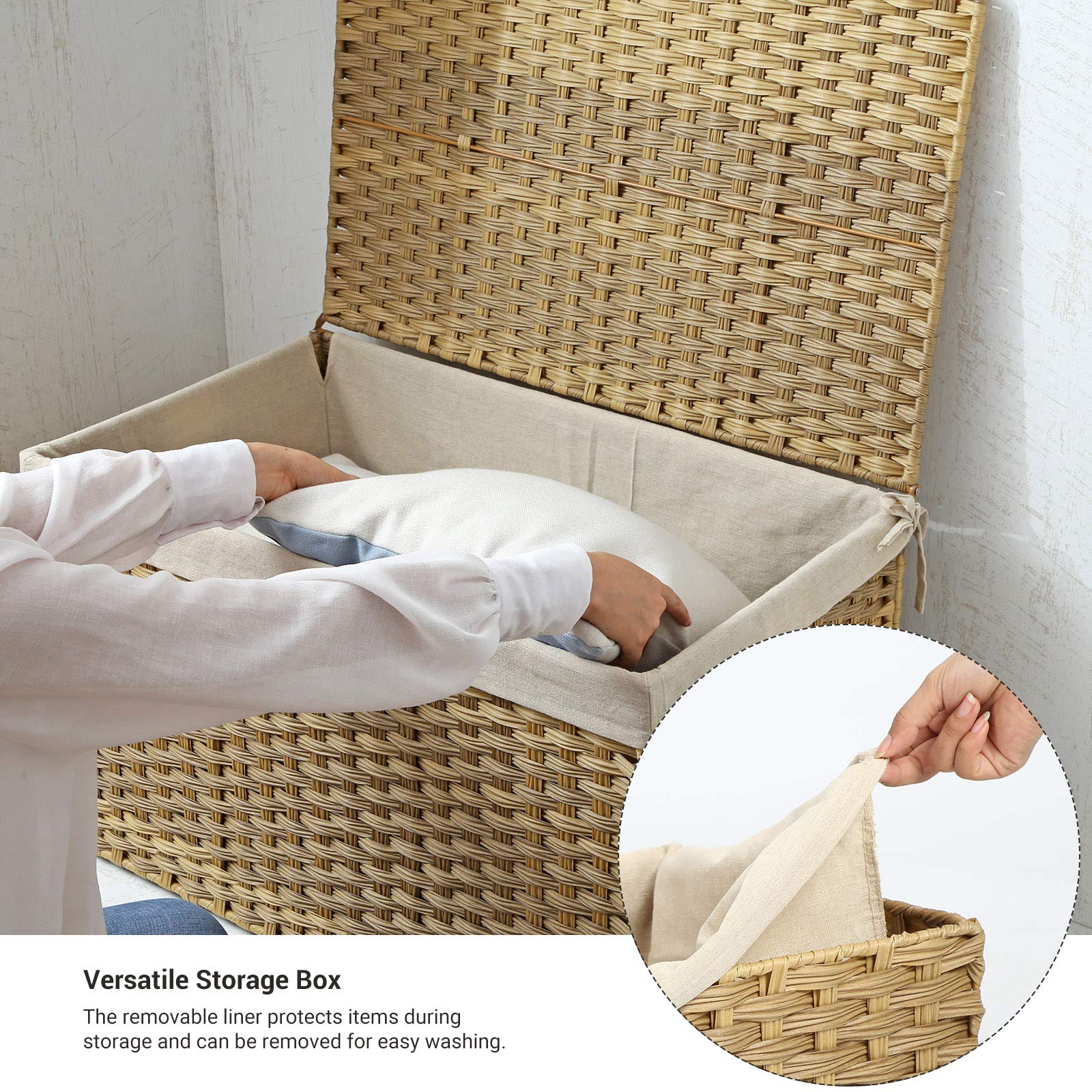 SONGMICS side handle being used to carry basket for easy portability
