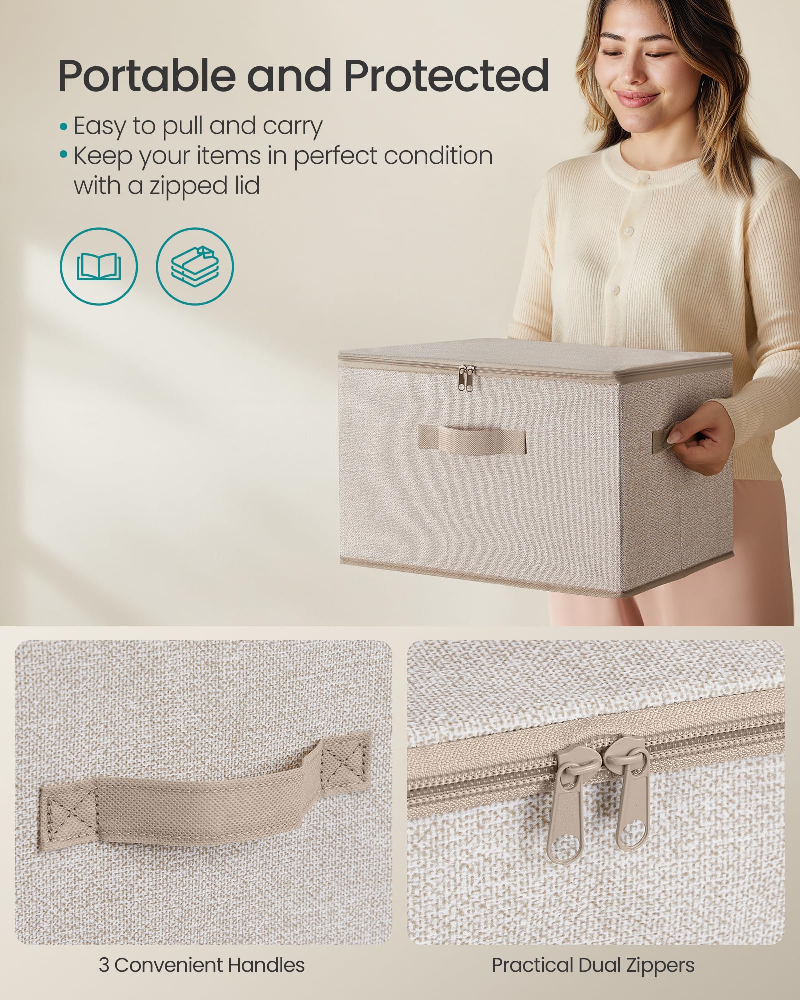 SONGMICS detailed shot of side handles showing easy carrying benefit