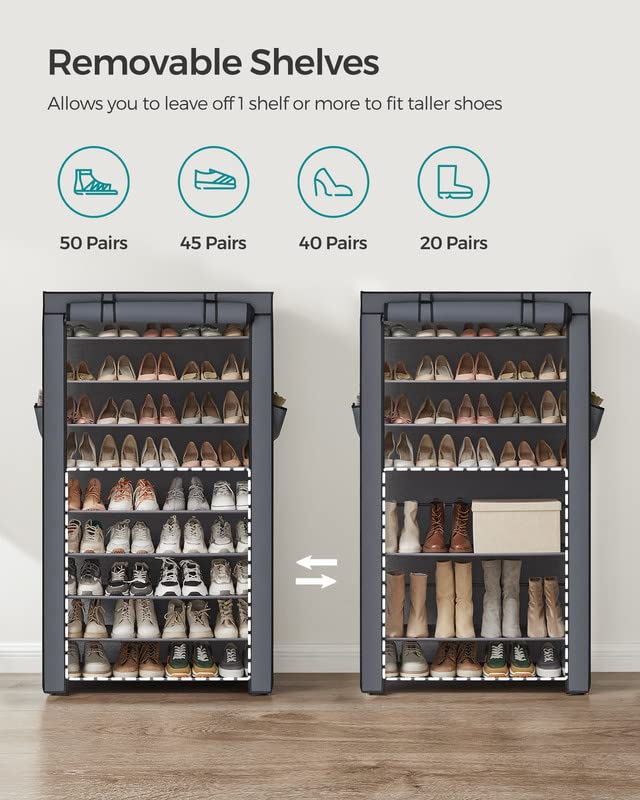 SONGMICS side pockets holding polish and brushes for easy access