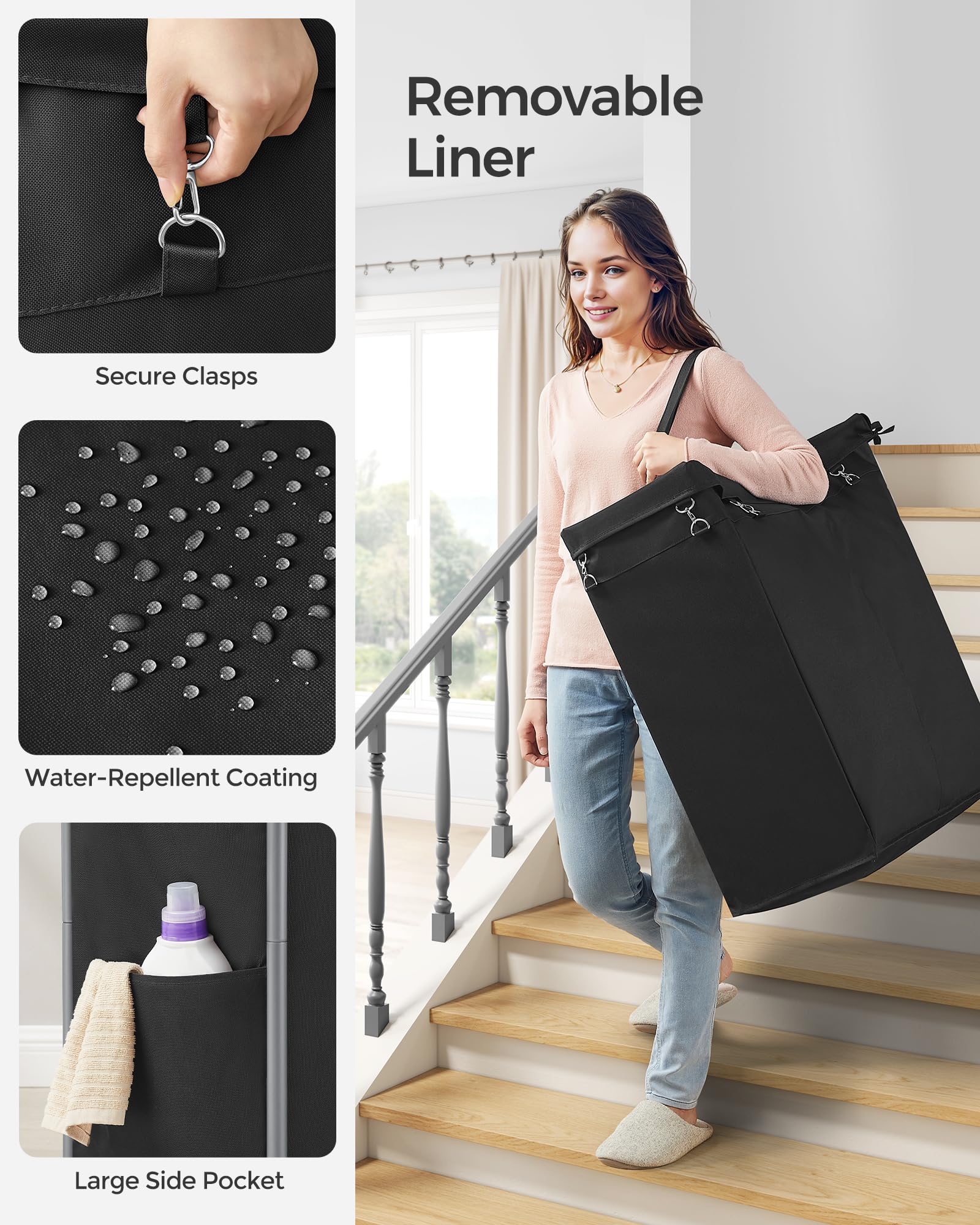 SONGMICS side profile with handle highlighting ergonomic height for effortless pushing