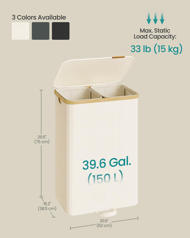 SONGMICS scale comparison illustrating 150L capacity and footprint