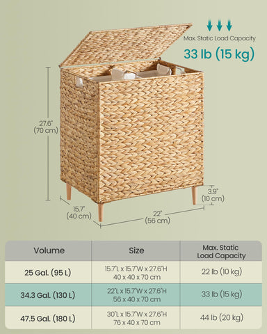 SONGMICS beside chair for scale showing generous 130L capacity