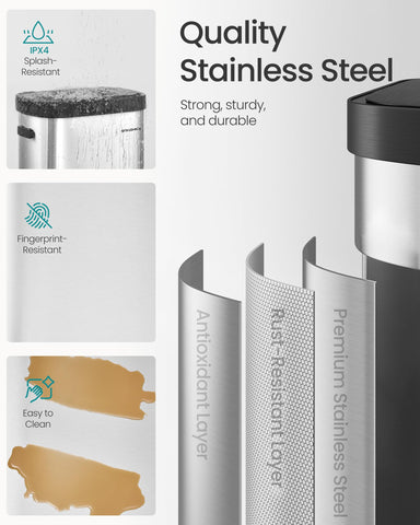 SONGMICS beside cabinet illustrating compact footprint and large 13 gallon capacity