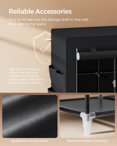SONGMICS placed in bedroom for size comparison showing space-saving benefit