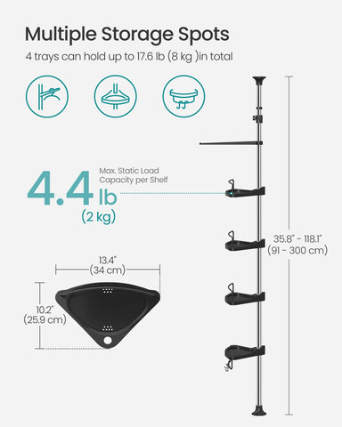SONGMICS size comparison with shampoo bottles to illustrate capacity and scale