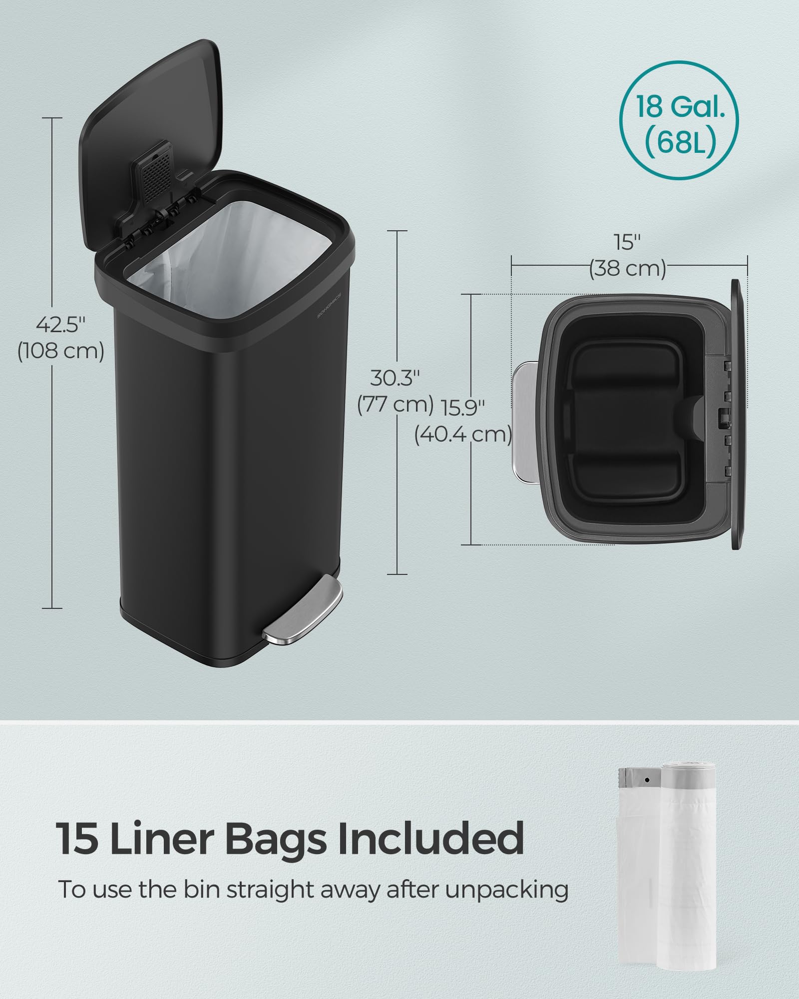 SONGMICS soft-close lid mid-motion demonstrating quiet controlled closing