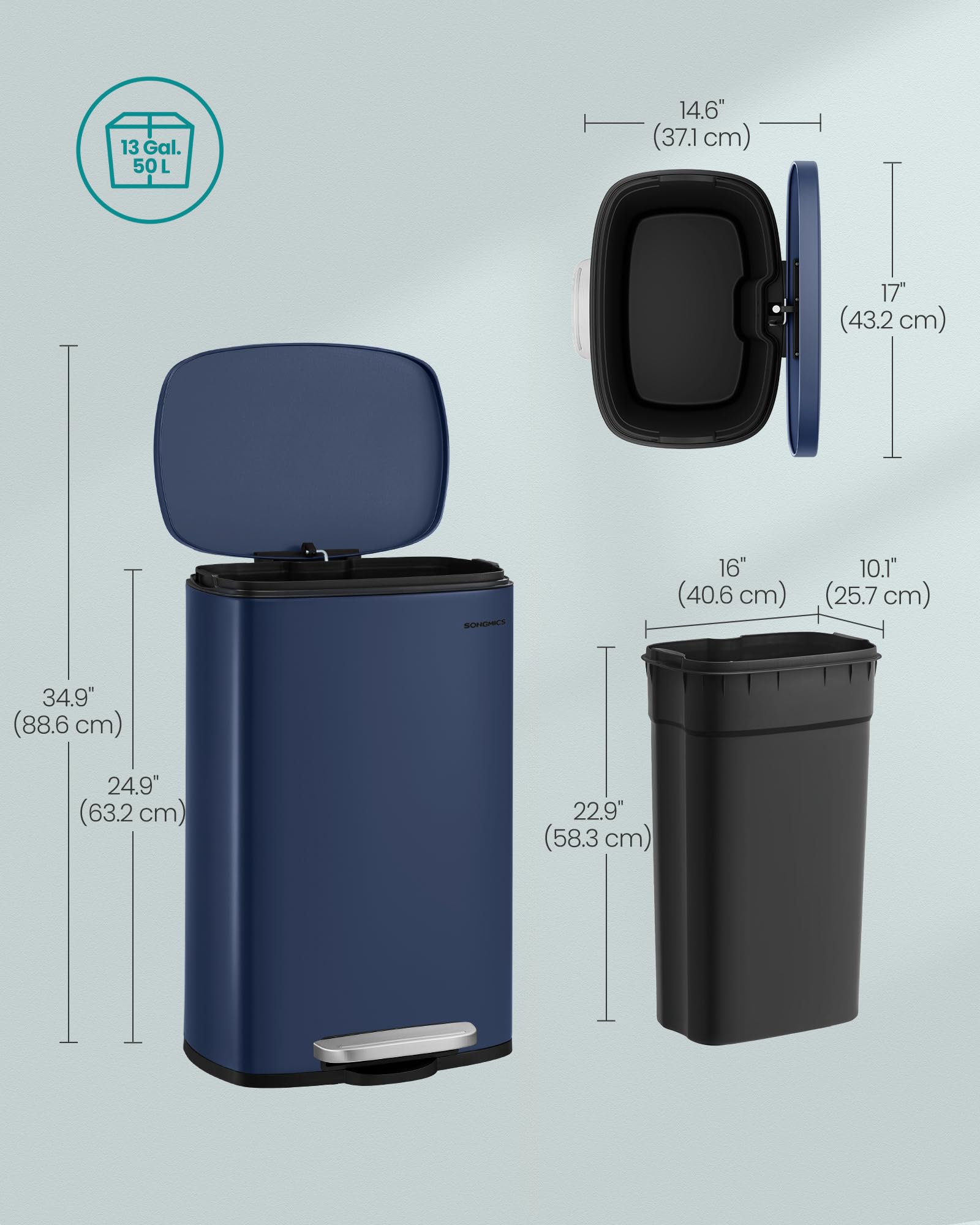 SONGMICS soft-close lid motion demonstrating quiet closure and reduced noise