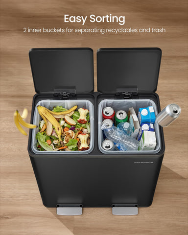 SONGMICS lids propped open at 90° showing soft-close and hands-free loading benefit