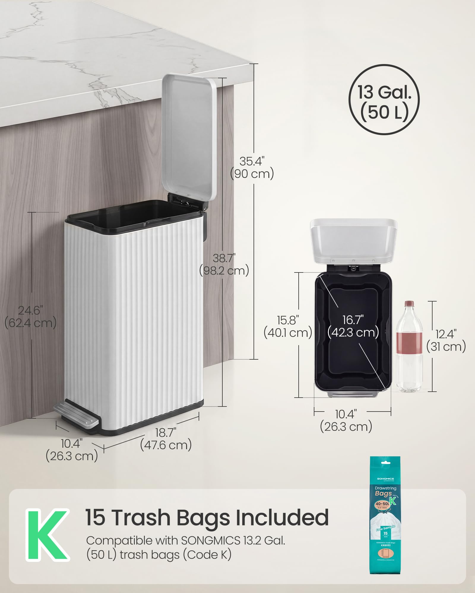 SONGMICS placed between fridge and wall to save floor space efficiently