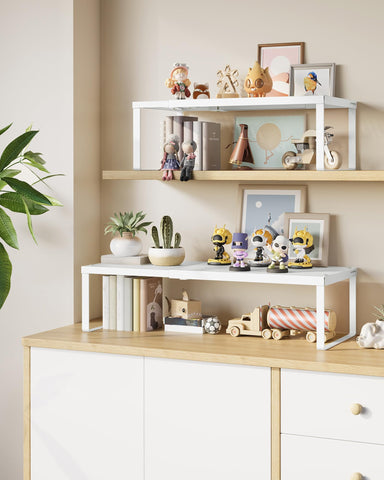 SONGMICS shelf extended to maximum width demonstrating flexible fit benefit