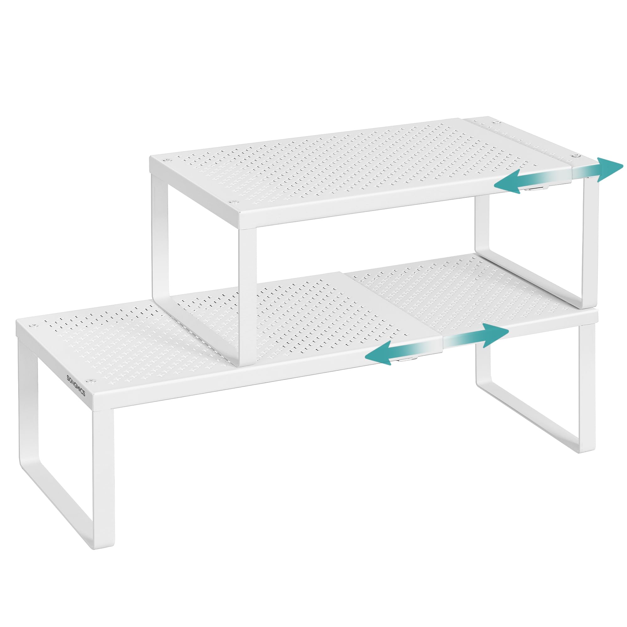 SONGMICS front view showing sleek steel rack and neat organization benefit