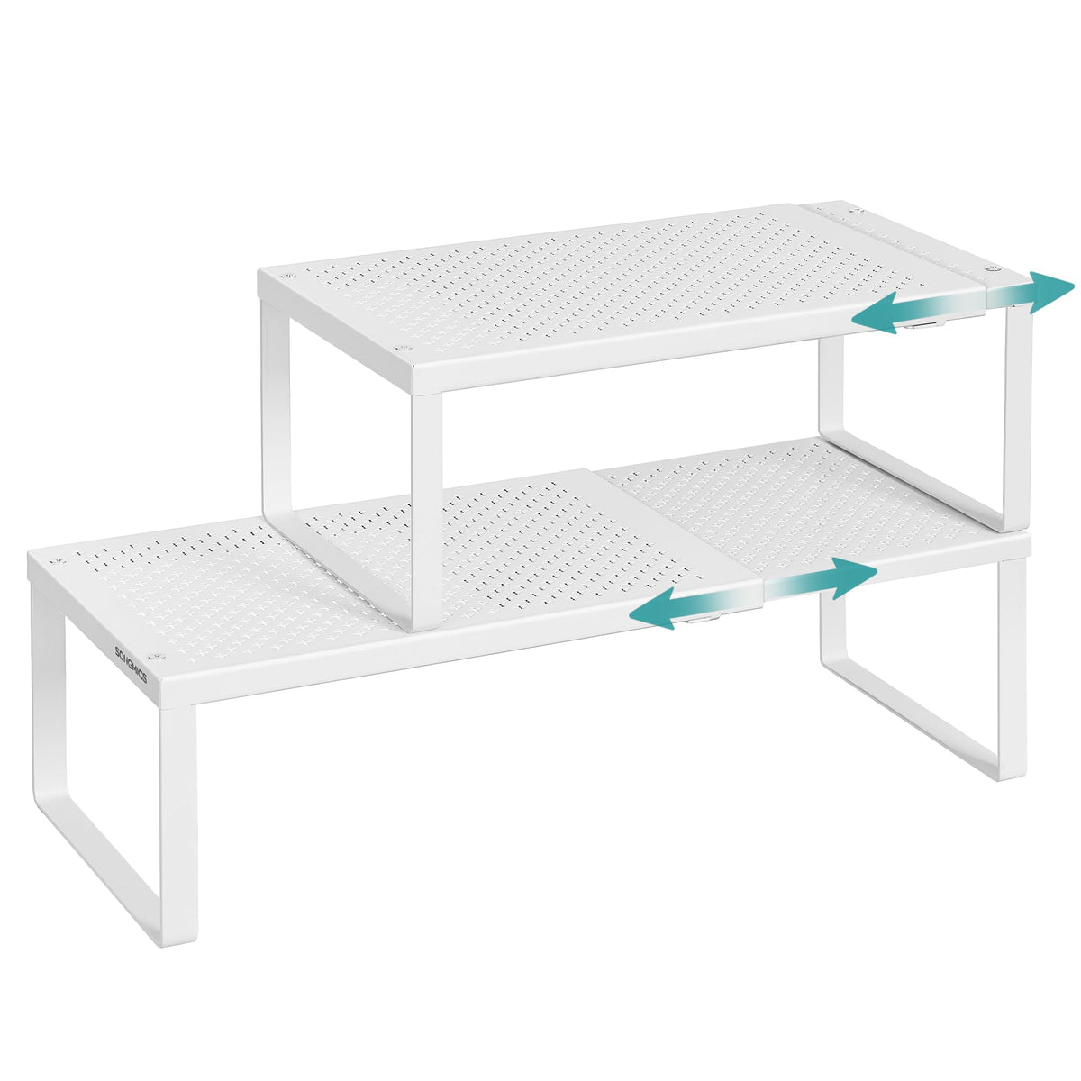 SONGMICS front view showing sleek steel rack and neat organization benefit