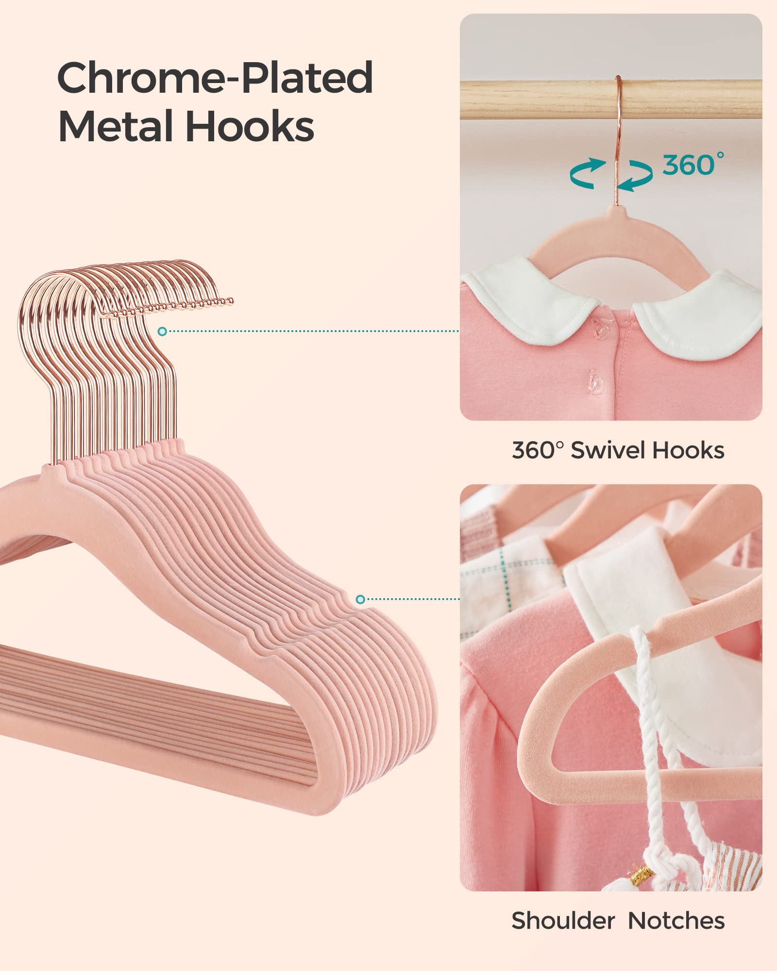 SONGMICS side profile of stacked slim hangers saving closet space