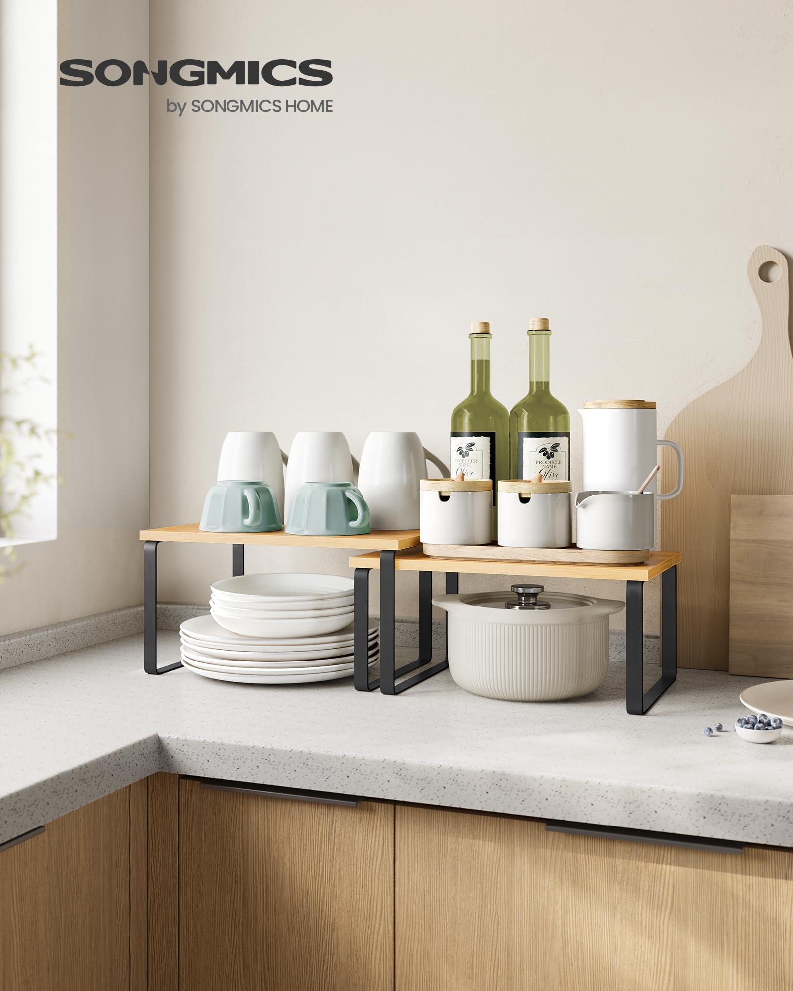 SONGMICS stacked configuration demonstrating vertical space saving and stability