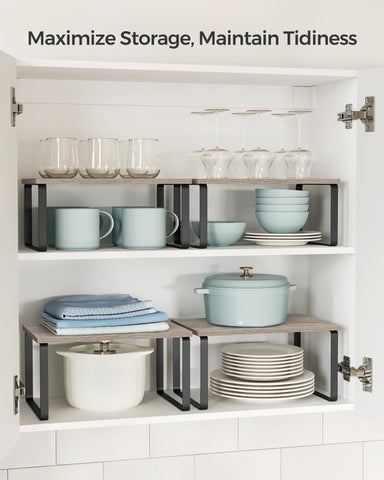 SONGMICS stacked shelves displaying spices for easier visibility and access