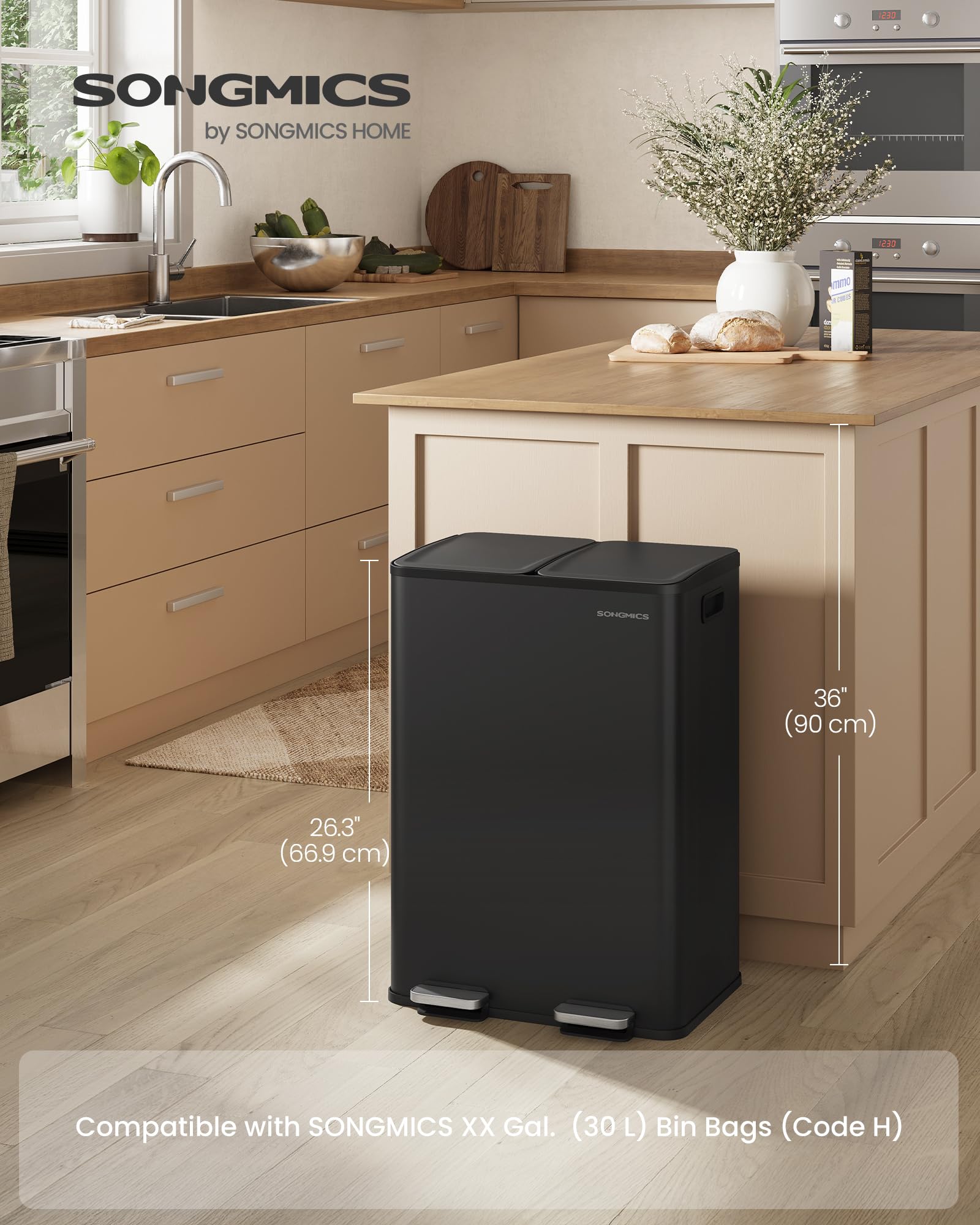 SONGMICS close-up stainless-steel texture highlighting fingerprint resistance and durability