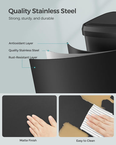 SONGMICS surface finish close-up showing rust-resistant stainless advantage