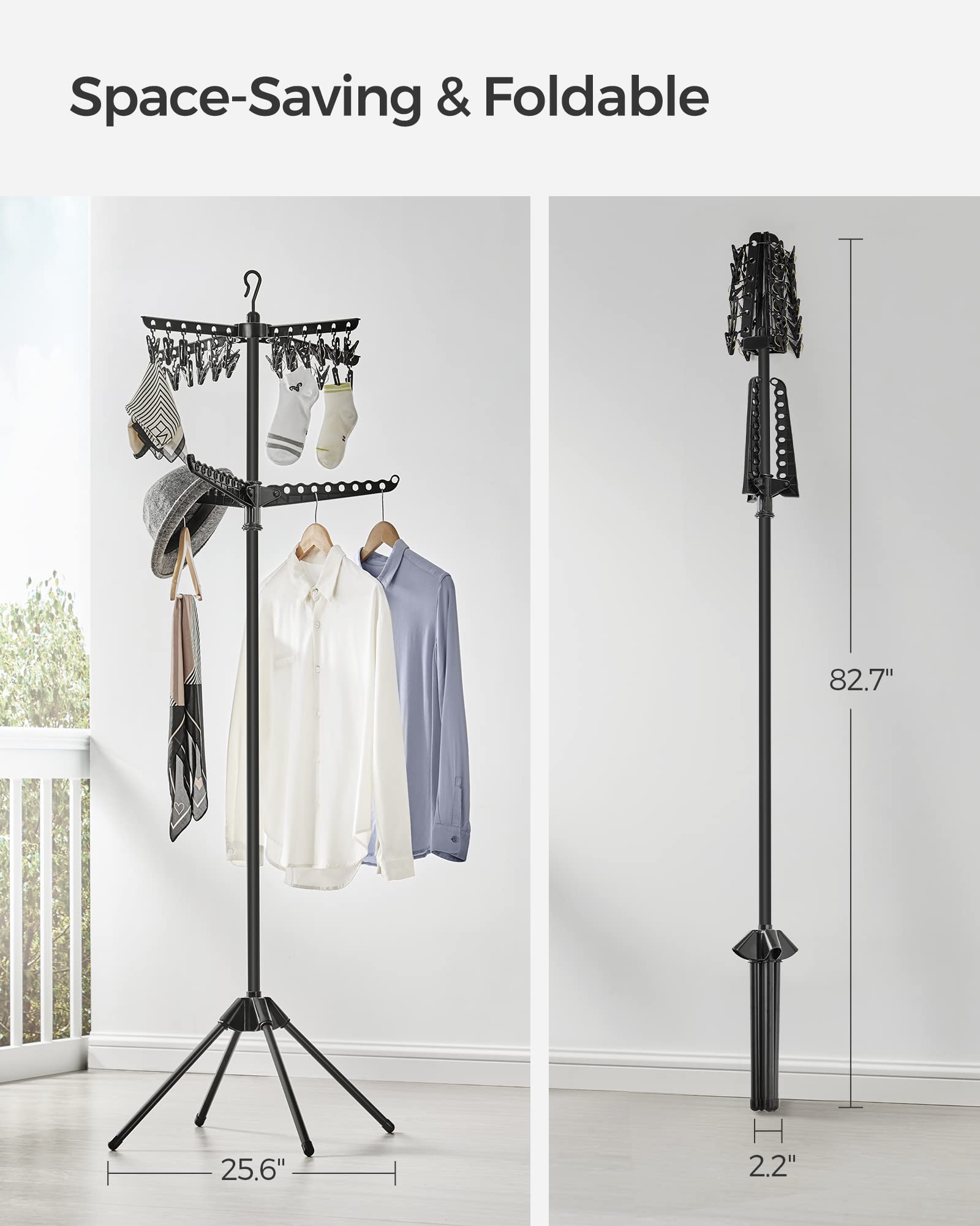 SONGMICS top tier hanger holes holding shirts and maximizing capacity