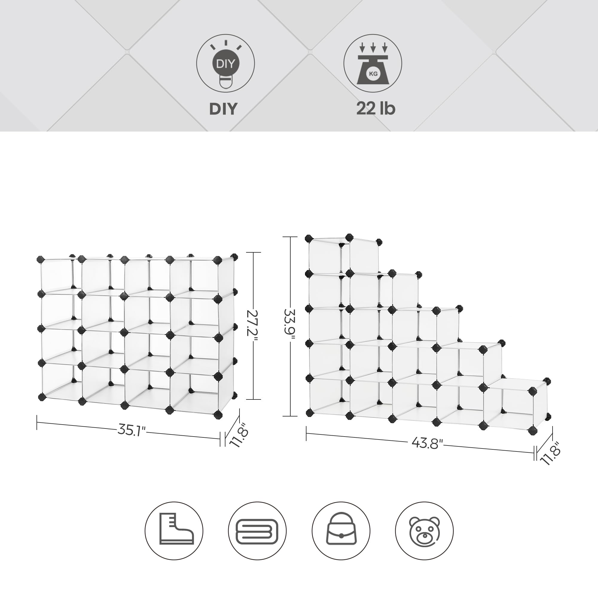 SONGMICS transparent panel texture for easy visibility and quick access