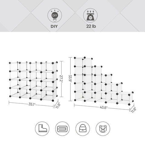 SONGMICS transparent panel texture for easy visibility and quick access