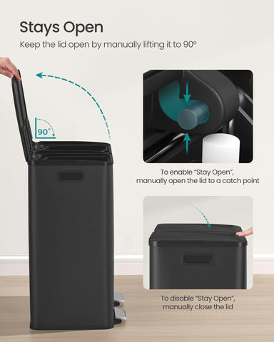 SONGMICS fitted trash bag inside liner showing secure bag-holding and no slipping