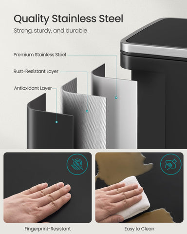 SONGMICS fingerprint-resistant finish highlighting low-maintenance stainless steel surface