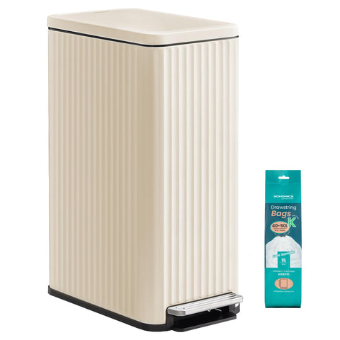 SONGMICS front view of stainless steel trash can shows modern elegance and space saving