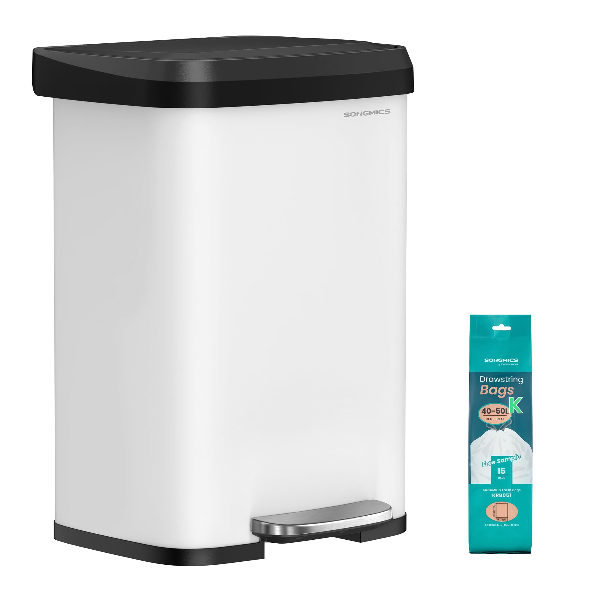 SONGMICS front view showing sleek stainless steel and slim profile benefit: modern look