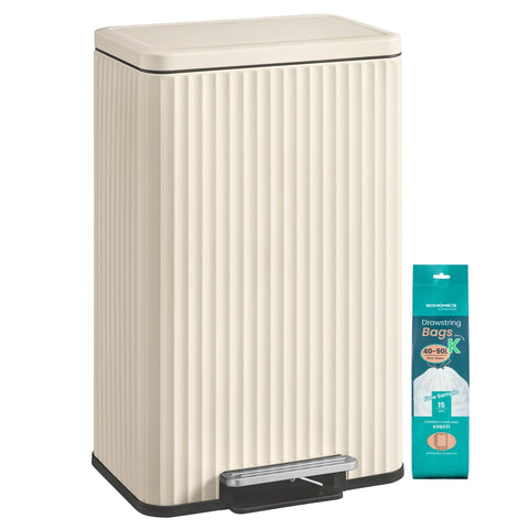 SONGMICS front view showing elegant fluted stainless-steel and lid benefit: stylish durability