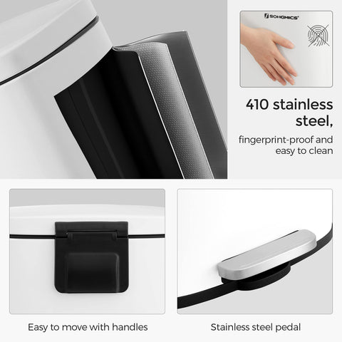 SONGMICS trash can placed in a kitchen setting showing stylish integration and practicality