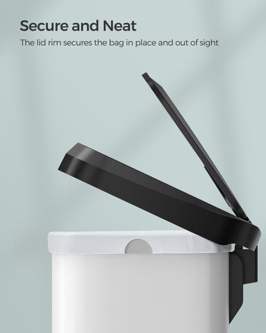 SONGMICS trash can placed in kitchen setting showing integration benefit: matches decor