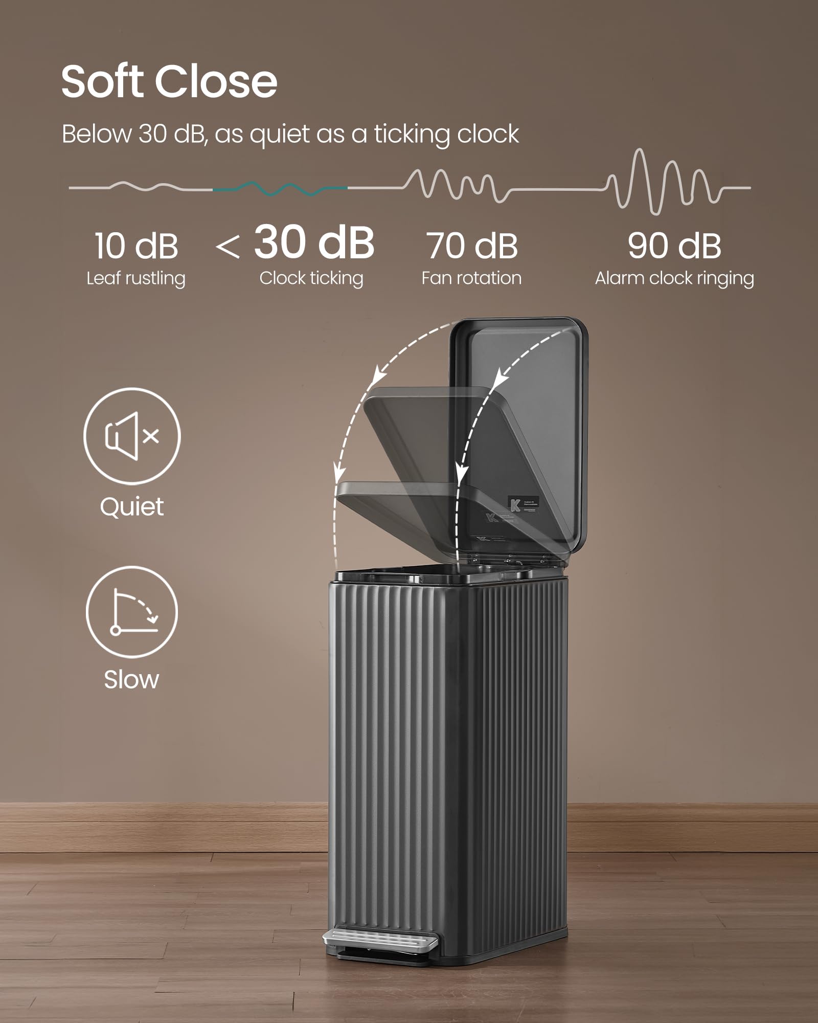 SONGMICS lid closing softly to show quiet, soft-close mechanism benefit