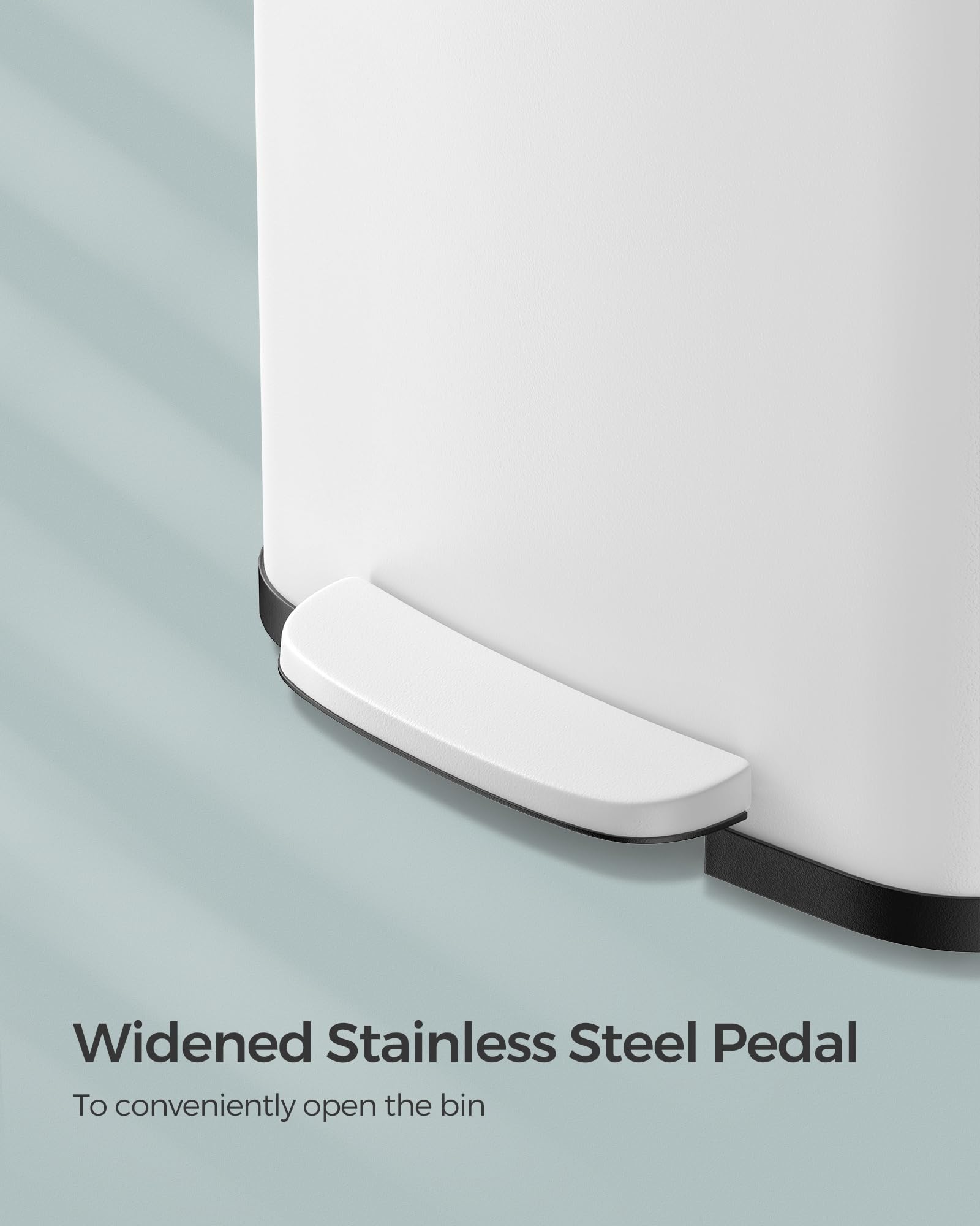SONGMICS stainless-steel finish close-up showing texture benefit: easy cleaning
