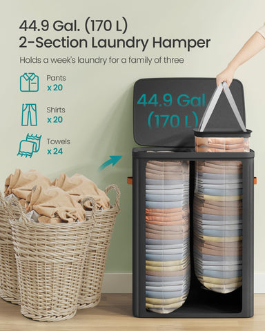SONGMICS labeled double compartments for light and dark sorting convenience